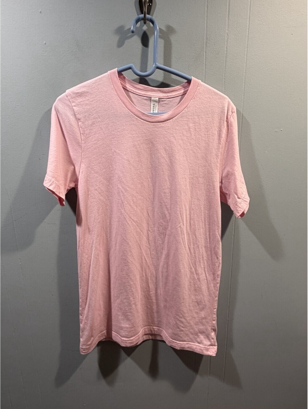 Womens Canvas T Shirt Short Sleeves Size Medium Plain Pink